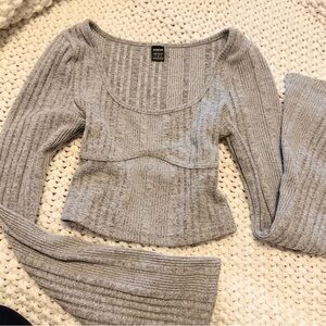 SHEIN Gray Ribbed Crop Top
